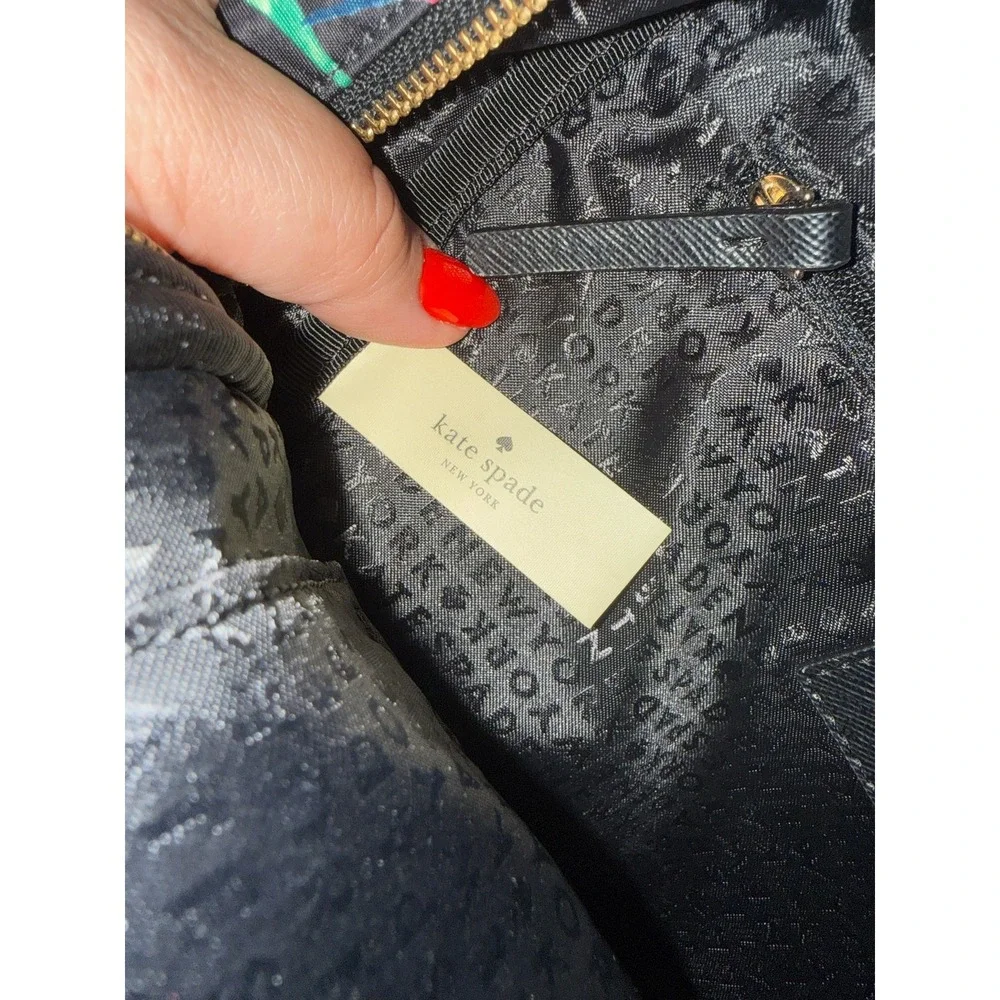 Kate Spade Chelsea Hummingbird Floral Black Nylon Backpack Bag